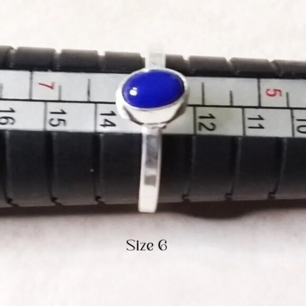 Trendy! Tiny Dainty Lapis Lazuli Sz 6 - Modern Minimalist Boho Midi Rings